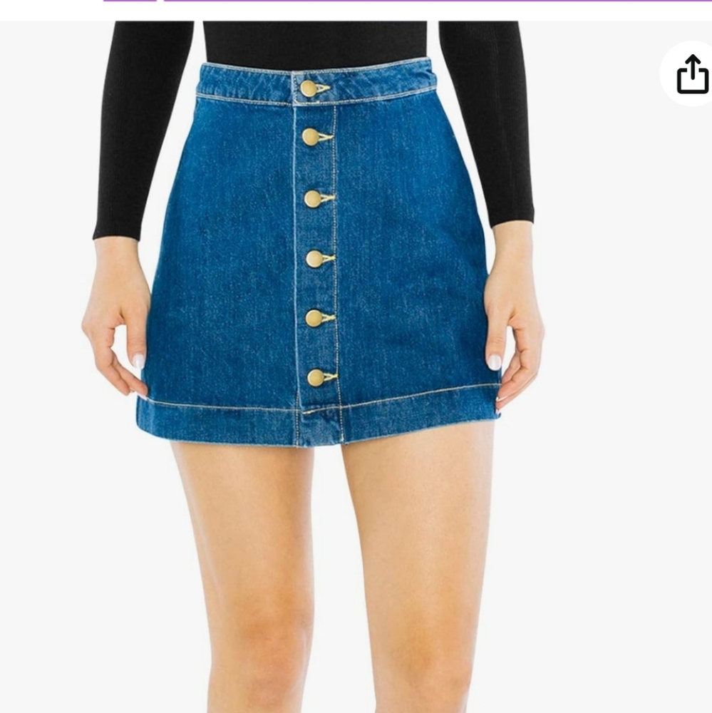 American Apparel Women's Denim Button Front A-line Mini Skirt (XL)